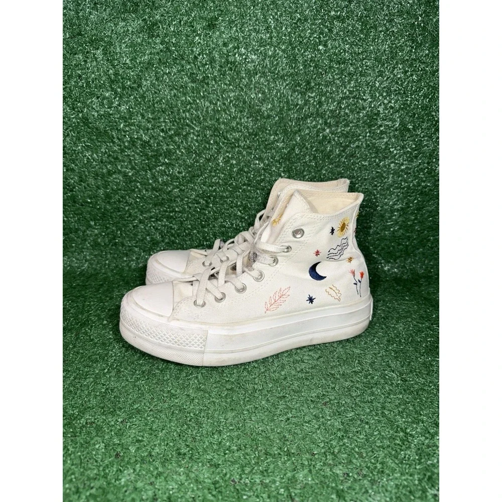 Converse Chuck Taylor All Star Platform White Floral Casual Shoes Women Size 6.5